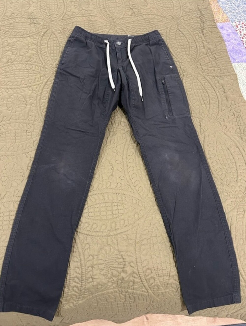 Men's Black Ripstop Small Drawstring Casual Pants Climbing Vuori